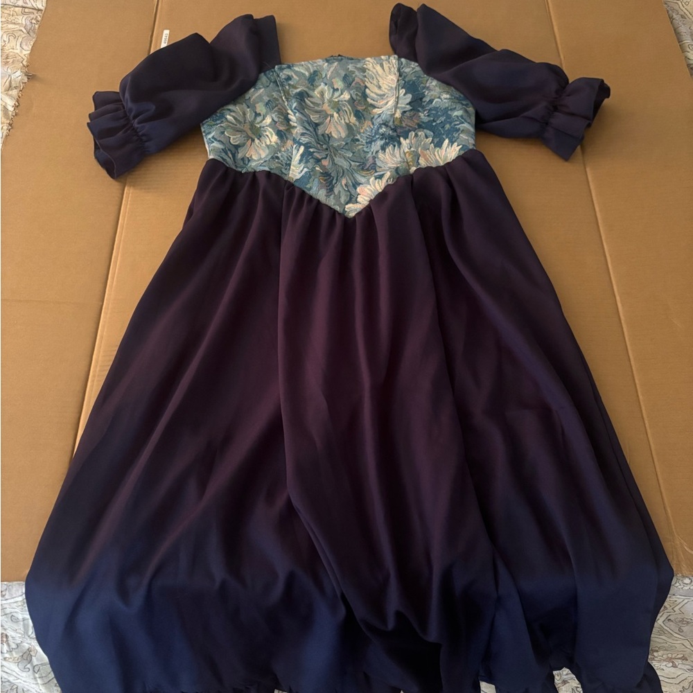 Elegant Navy and Floral Renaissance dress